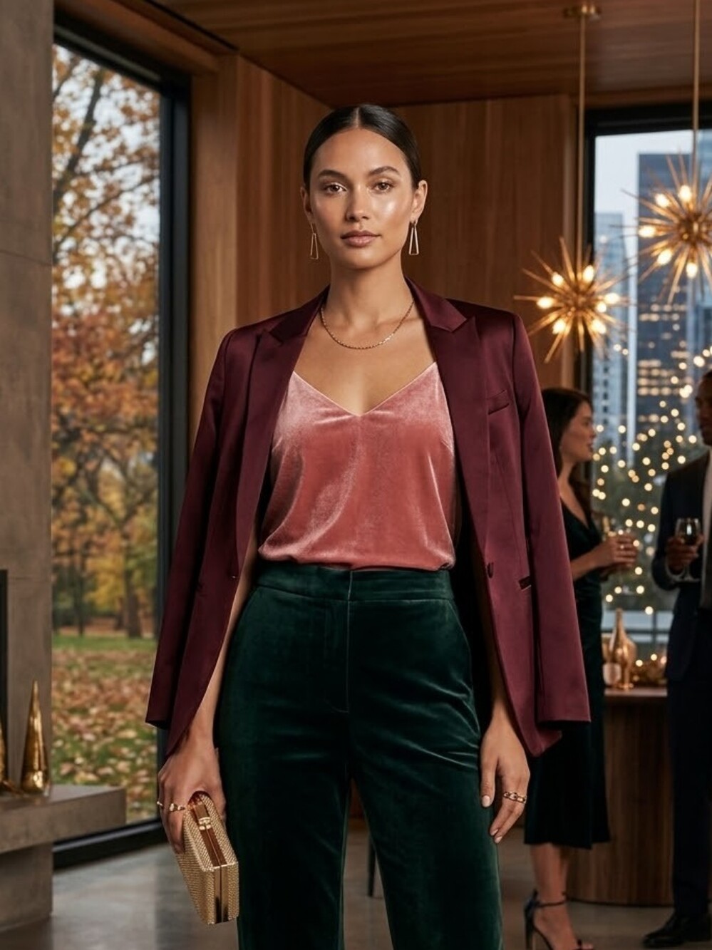 bishop + young Rose Velvet V-Neck Top xs